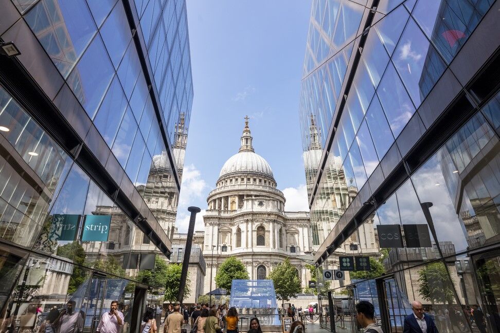 The view from One New Change looking out onto St Paul's Cathedral.