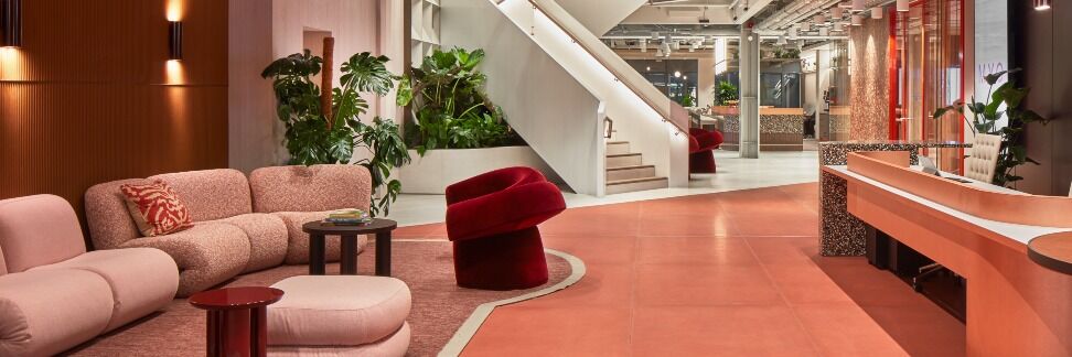 The Myo St Paul's reception area, featuring soft furnishings and a spacious, well-lit entryway