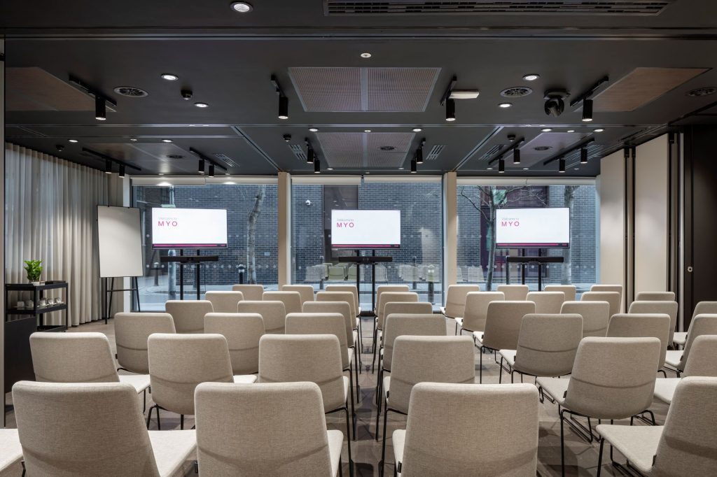 Myo Bankside conference space for hire shown in a conference style layout.