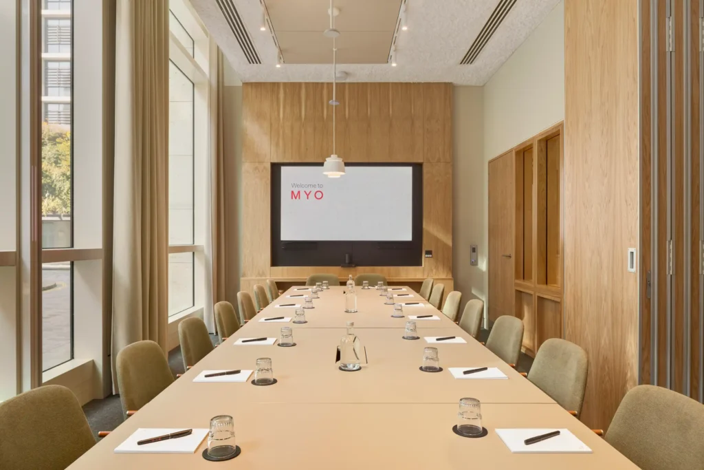 A luxurious meeting room at MYO New Street Square.
